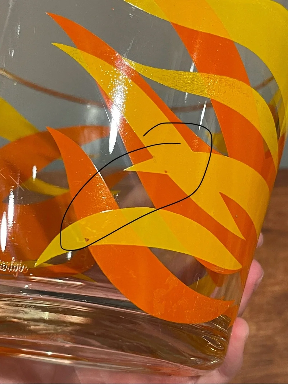 READ STARLYTE Mid Century Modern MCM Glass Ice Bucket 5” Orange Yellow